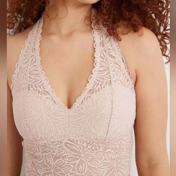 NWT aerie | Firework Lace Padded Halter Bralette in light pink - Picture 9 of 9